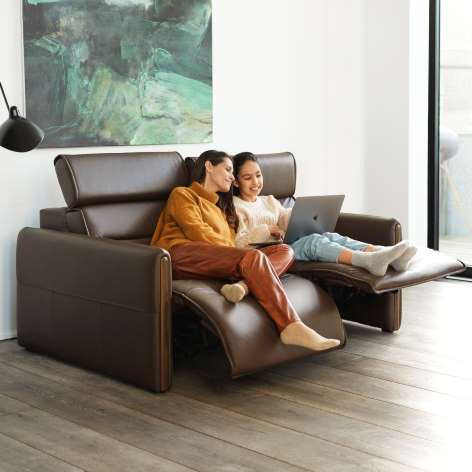 Stressless Emily power motion sofa with espresso brown Paloma leather