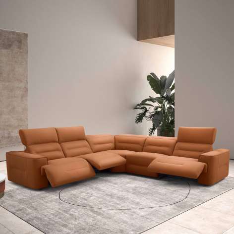 Rosella Sectional in cognac leather by Incanto Italia