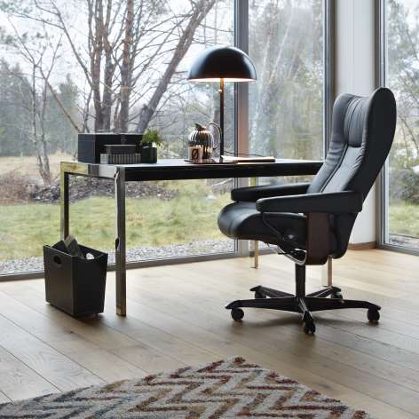 Stressless Wing office chair in black Paloma leather