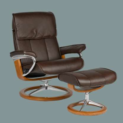 Stressless Admiral recliner with signature base in chocolate leather