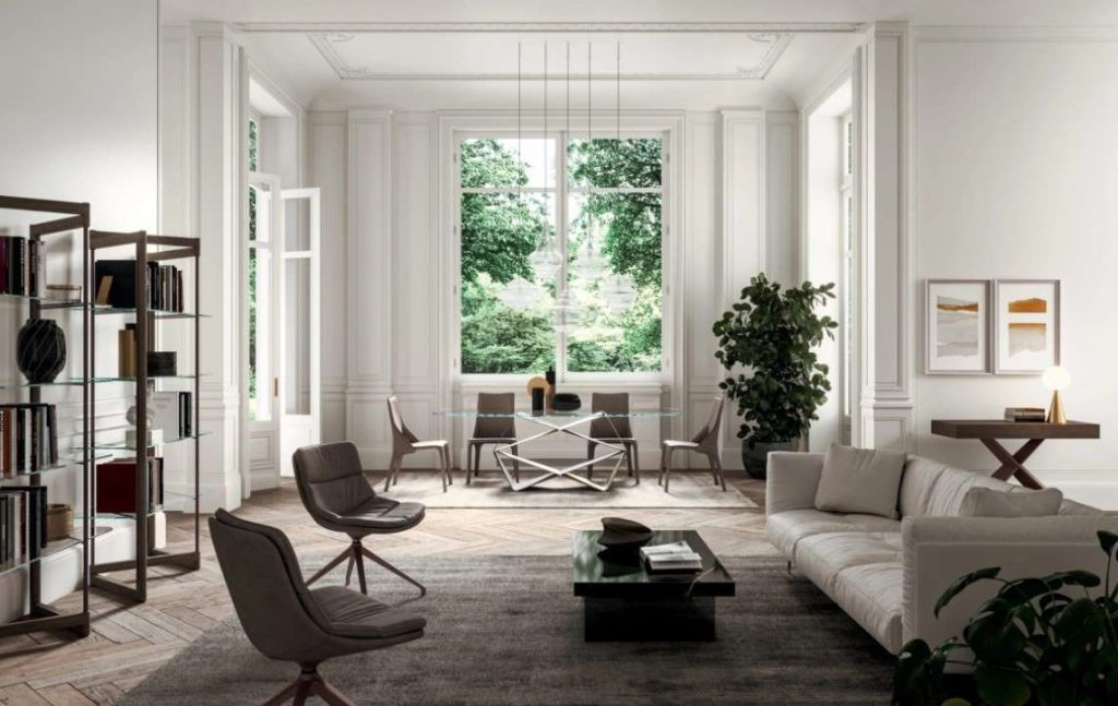 Contemporary living room featuring furniture by Ozzio Italia