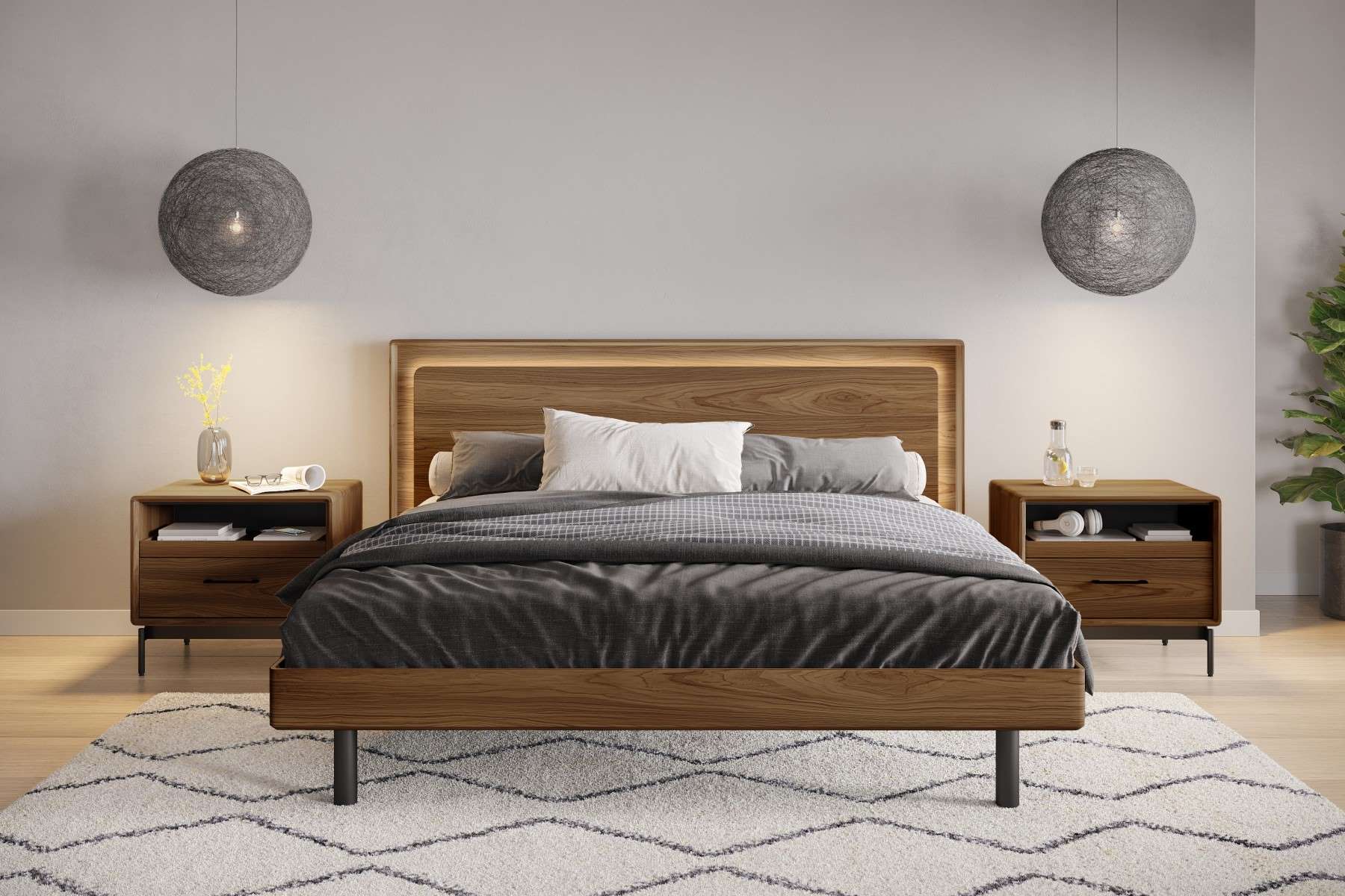 Up-Linq bed and Linq side tables by BDI