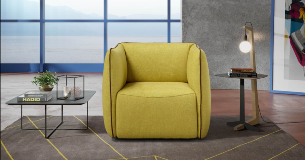 Yellow chair in living room