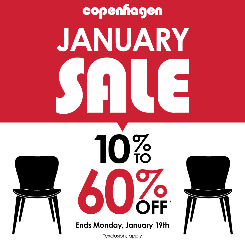 Banner for January Sale - 10 to 60% off* Ends January 19th. *exclusions apply.