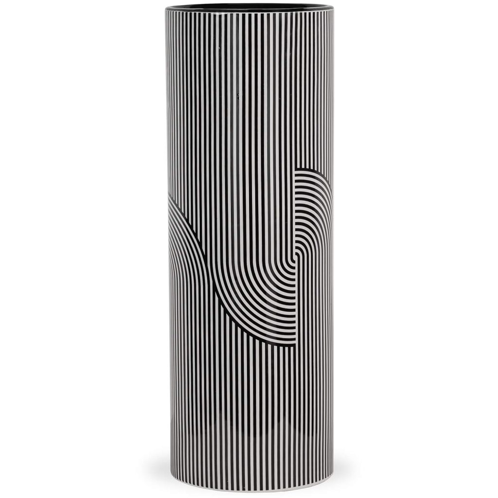 Striped Cylinder Tall Vase