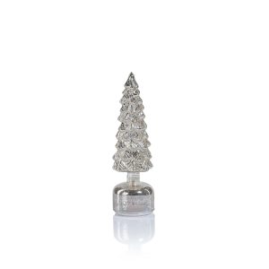 Small LED Rotating Silver Pine Tree