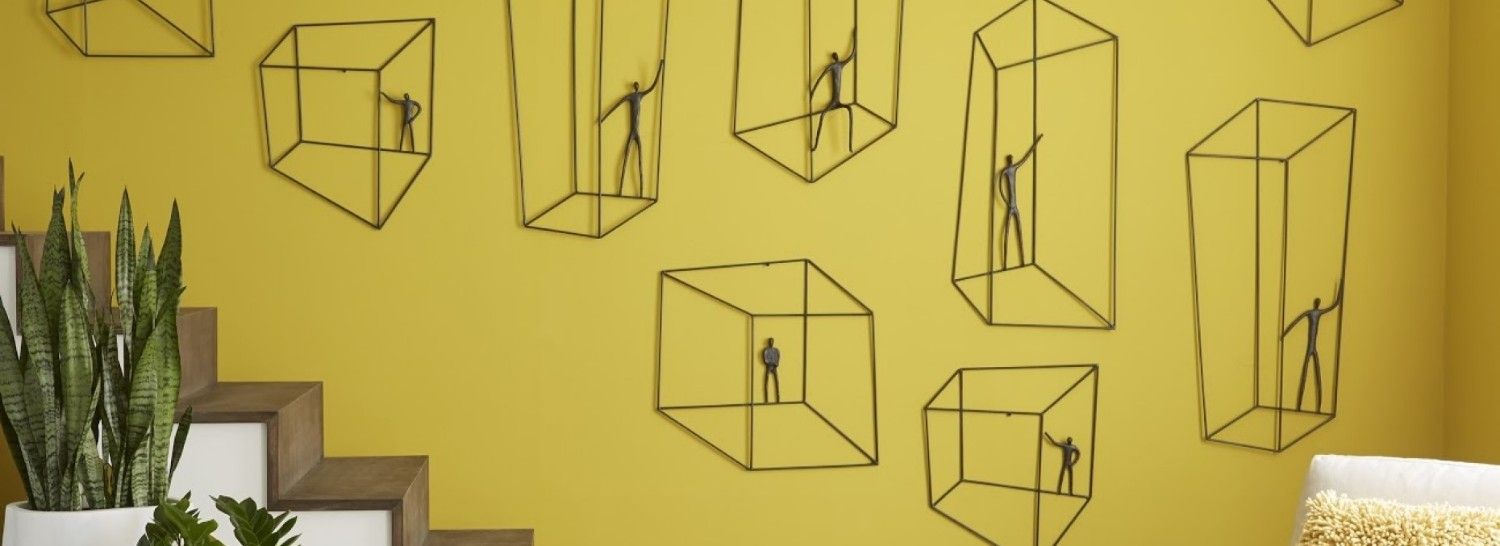 Geometric Wall Sculptures Yellow Wall Modern Decor