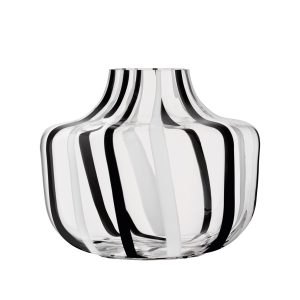 Stripe Vase Black and White 7.5