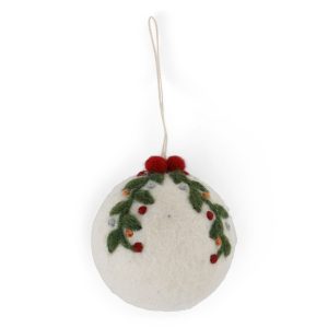 White Christmas Bauble with Garland