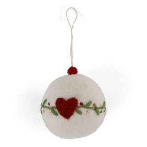 White Christmas Bauble with Heart