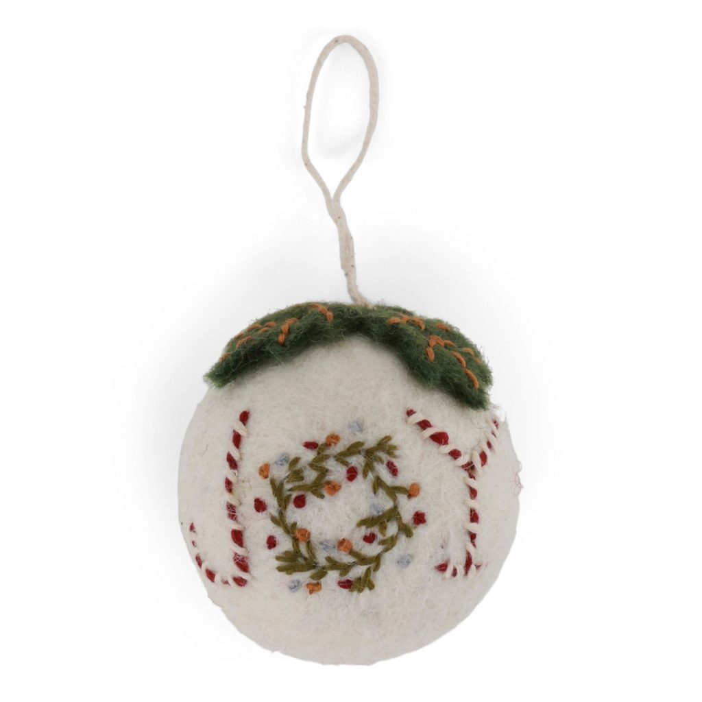 White Christmas Bauble with Joy