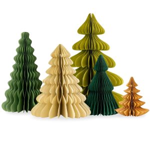 Paper Accordion Green Trees Set of 5