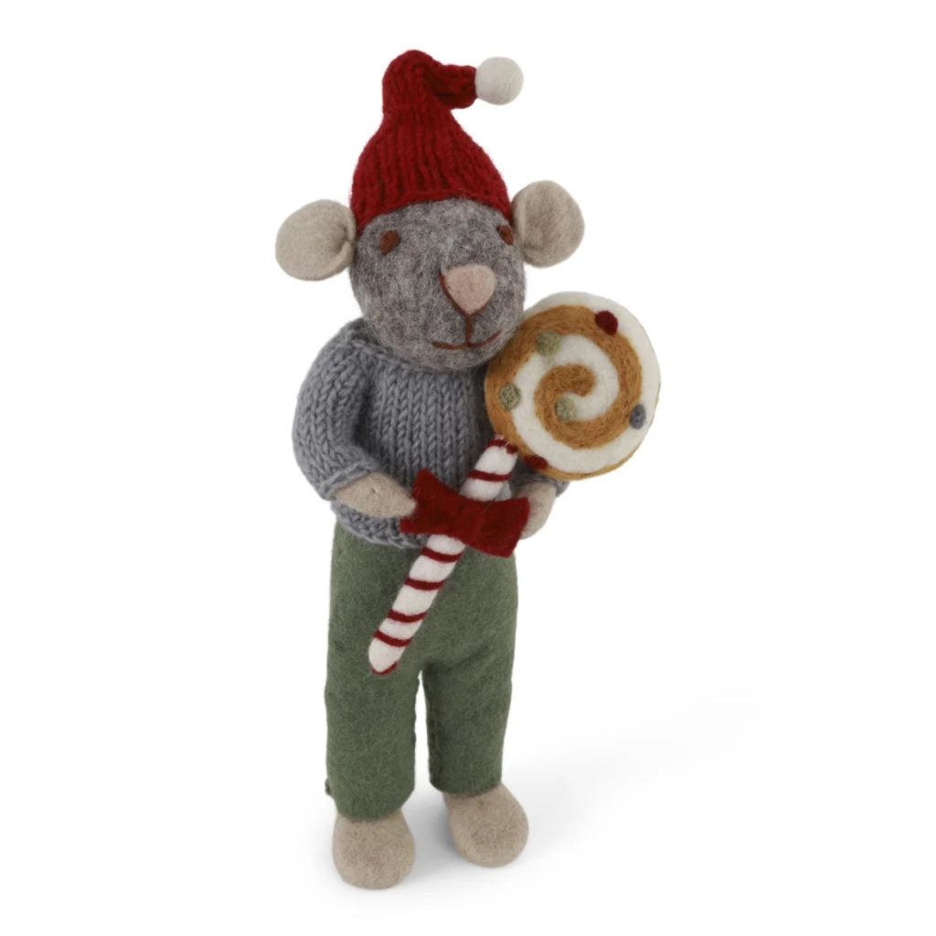 Grey Boy Mouse with Candy