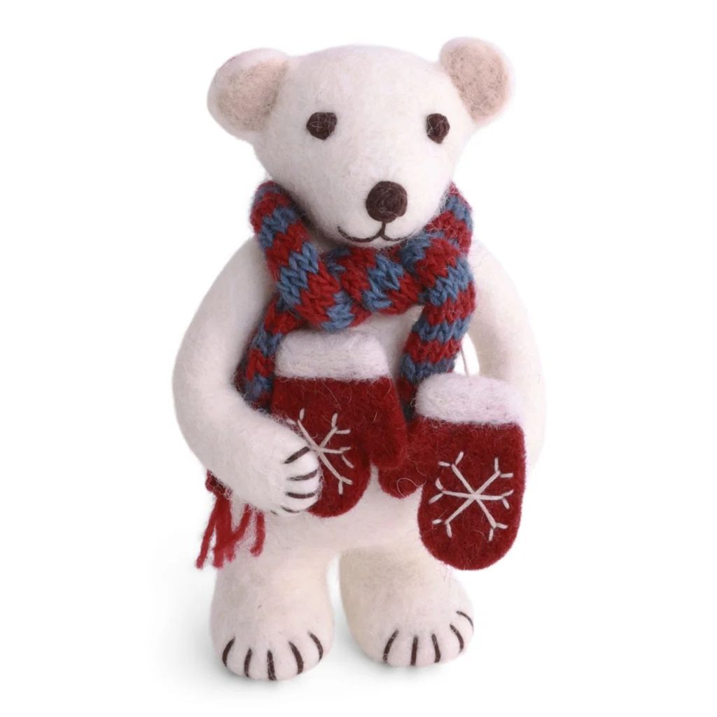 White Polar Bear with Mittens