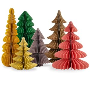 Paper Accordion Jewel Tone Trees Set of 6