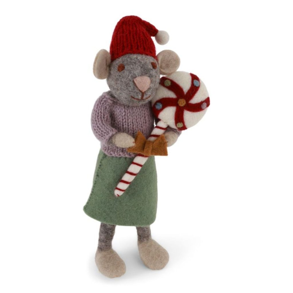 Grey Girl Mouse with Candy