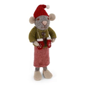 Grey Girl Mouse with Mittens